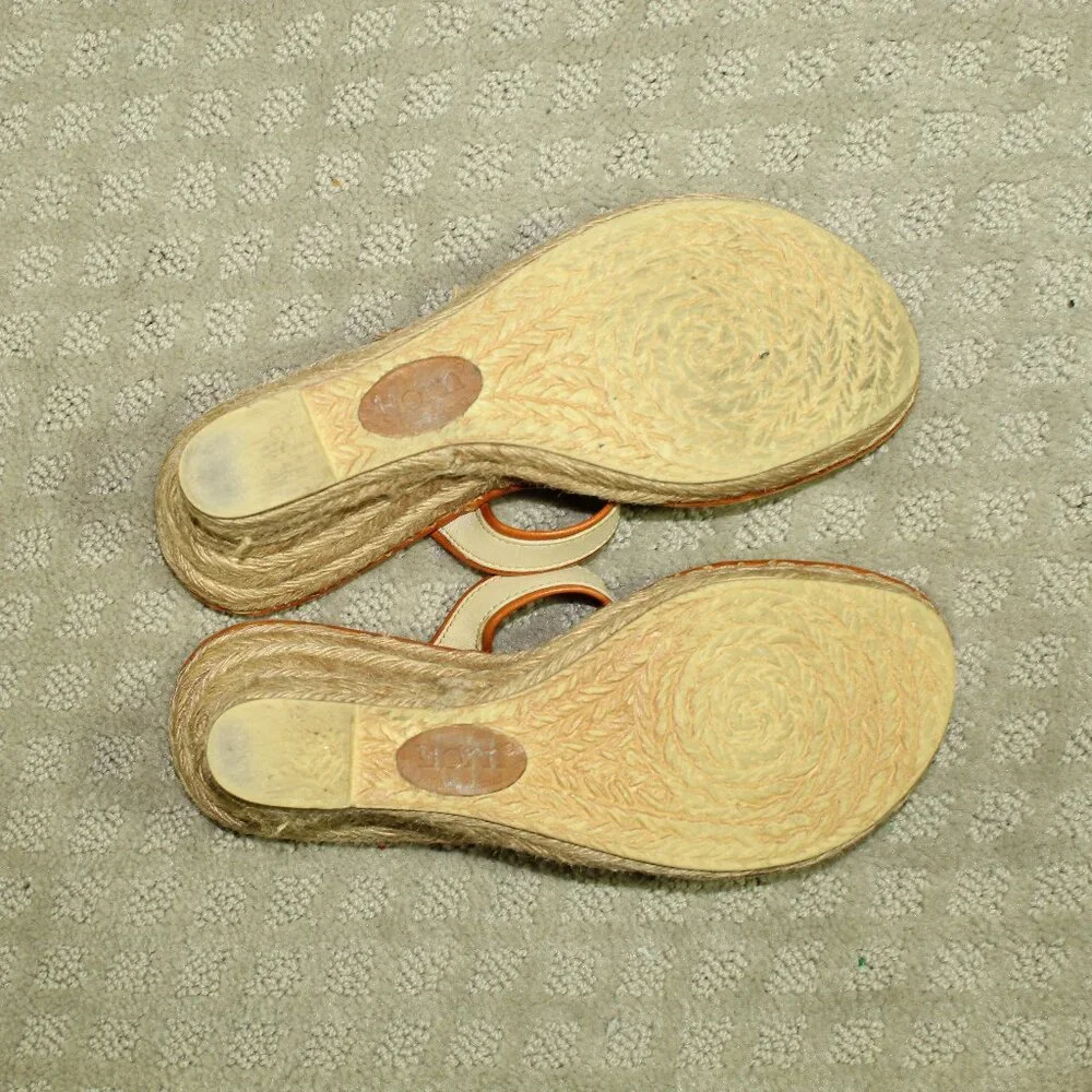 Born Drilles Wedge Sandal Women 7  M/W Espadrille Slides Dual Tone Brown W7893